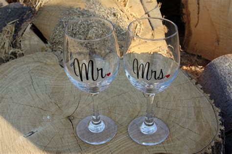 Mr And Mrs Extra Large Wine Glasses Engagement Or By Jcdezigns