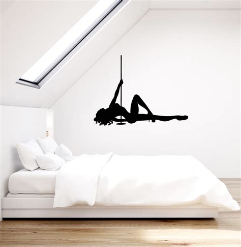 vinyl wall decal pole dance girl silhouette striptease adult decoratio
