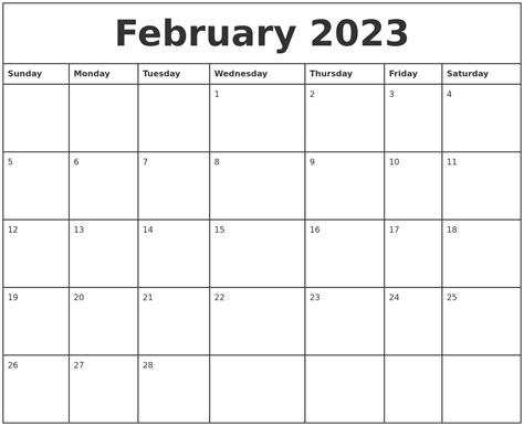 February 2023 Printable Monthly Calendar