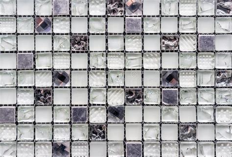 Ceramic Mosaic Tiles With Gray And White Squares To Decorate The
