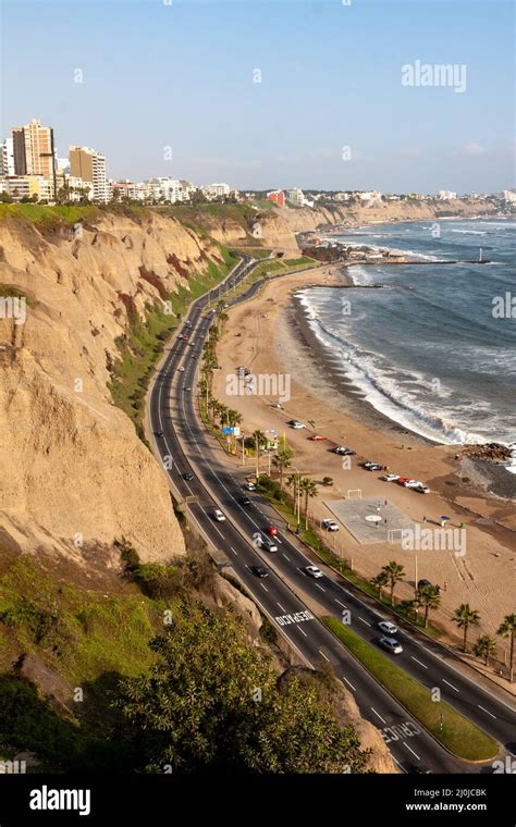 Vertical Shot Of The Miraflores Beach In Lima Peru Stock Photo Alamy