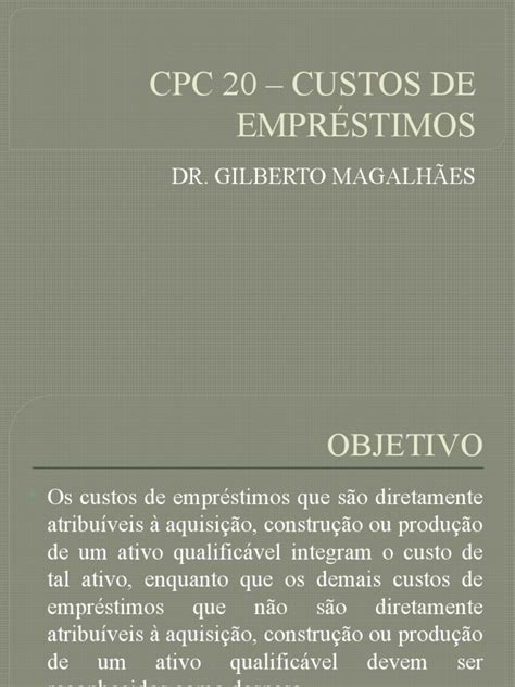 Cpc 20 Custos De Empréstimos Pdf