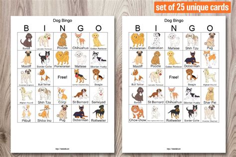 25 Printable Dog Bingo Boards Puppy Dog Birthday Party Bingo The