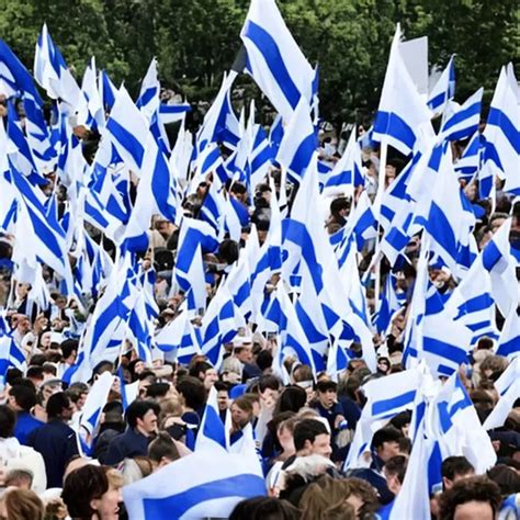 People Protest With White Blue White Flags Openart