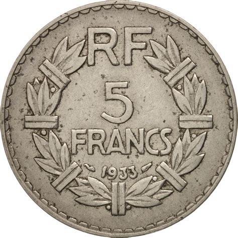78060 France Lavrillier 5 Francs 1933 Paris TTB Nickel KM 888