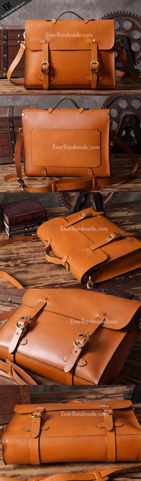 Handmade Leather Mens Briefcases Messenger Bags Vintage Shoulder