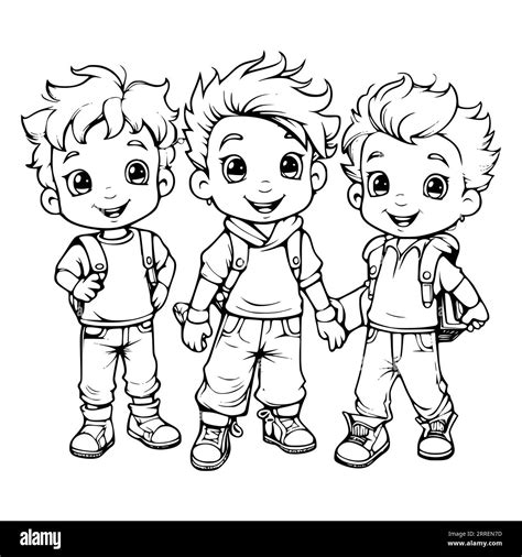 Little Boy Coloring Pages Printable Hi Res Stock Photography And Images
