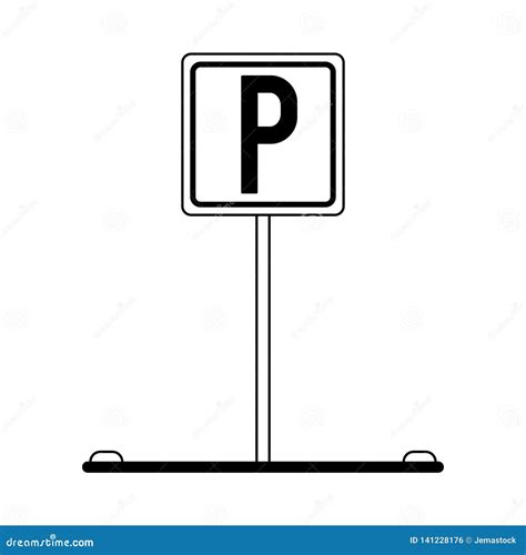 Parking Zone Road Sign Black And White Stock Vector Illustration Of