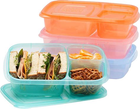 Easylunchboxes Bento Lunch Boxes Reusable 3 Compartment