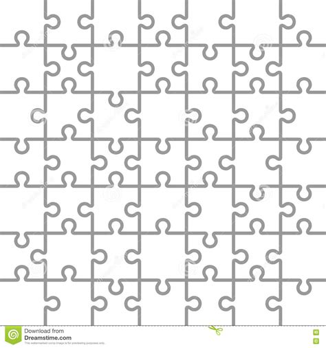 Jigsaw Puzzle White Blank Parts Template 7x7 Stock Vector
