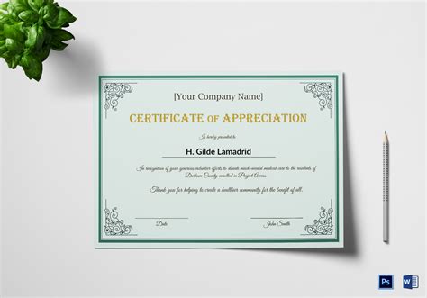 Certificate Of Appreciation For Employees Template