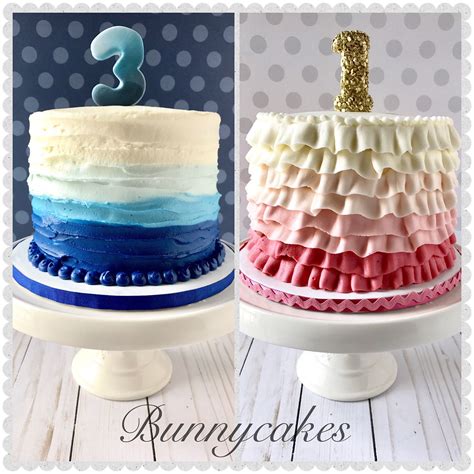 ombre pink  ombre blue st birthday   birthday cakes   brother  sister mad