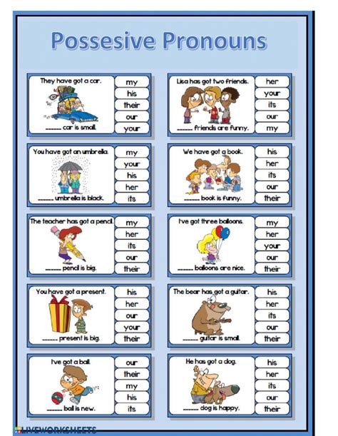 Pronomes Possessivos Ingl S Exerc Cios Edukita