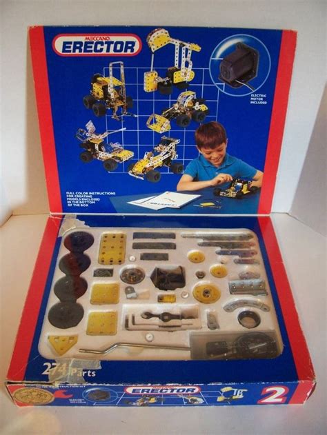 Vintage 1990s Meccano Metal Erector Set Construction In Orig Box Made