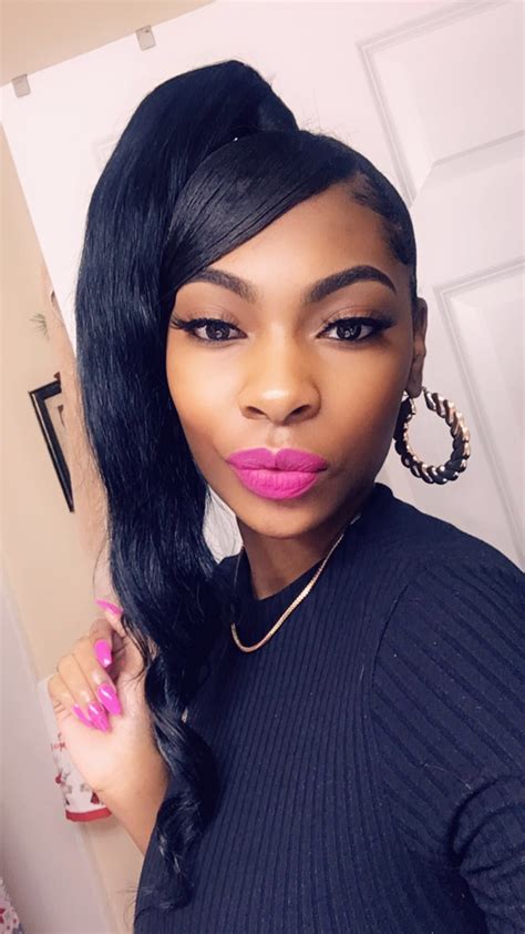 Invisible high ponytail with swoop bang Oval Face Hairstyles