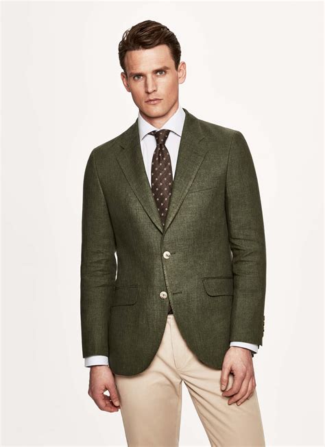 Hackett DÉlavÉ Twill Linen Blazer Hackett Cloth Mens Green Blazer