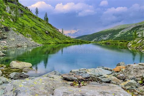 One From Seven Mountain Karakol Lakes In Altai Mountains Russia Stock