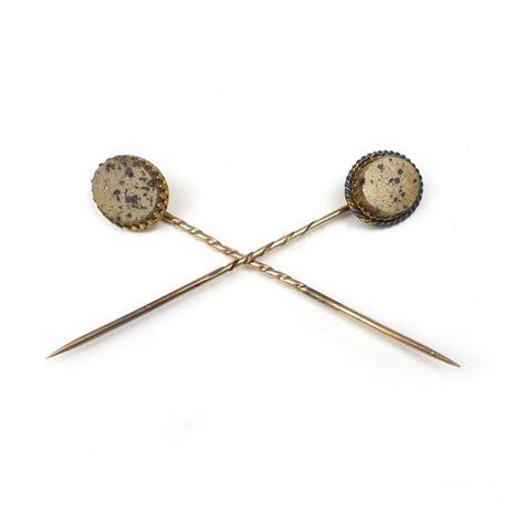 Gold Quartz Stick Pins In Fitted Box Stick Hat And Tie Pins Jewellery