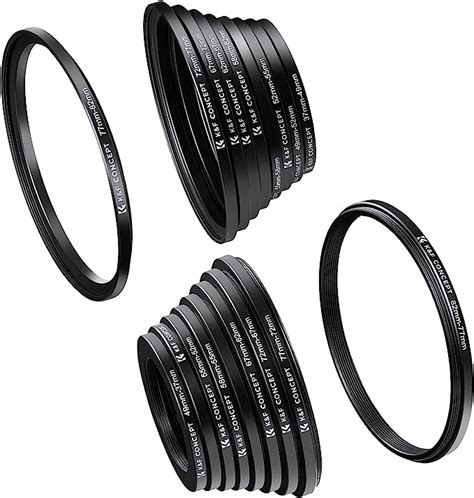 Kandf Concept 18 Pieces Filter Ring Adapter Set Camera Lens