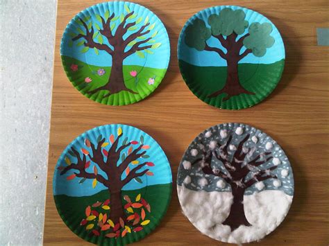 Paper Plate Seasons Hand Crafts For Kids Preschool Crafts Art