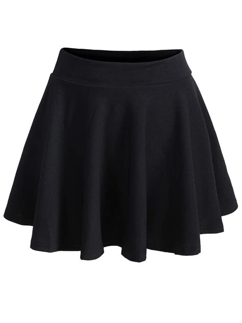 shop elastic waist pleated black skirt online shein offers elastic waist pleated black skirt