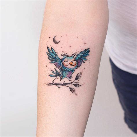 Small Cute Owl Tattoo On Arm Tatuaje Buho Tatuajes De