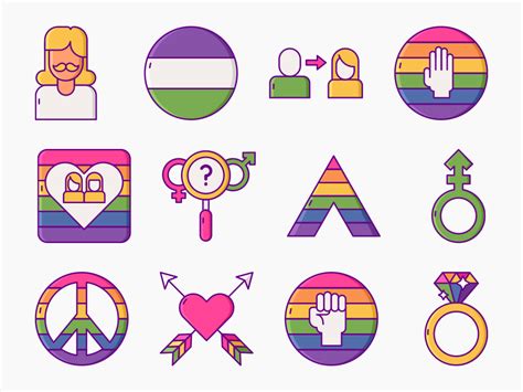 55 lgbt and pride icon set flat icons