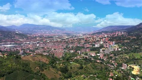 Panoramic Of Medellin City At The Aburra Valley Antioquia Colombia