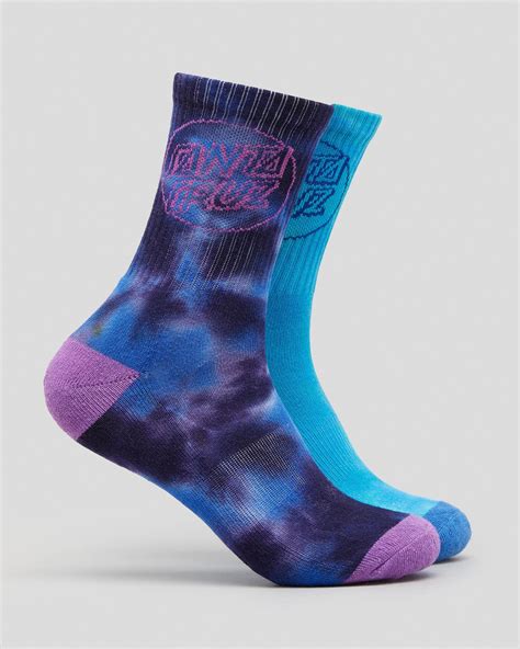 Santa Cruz Boys Opus Dot Crew Socks 2 Pack In Multi Tie Dye Fast