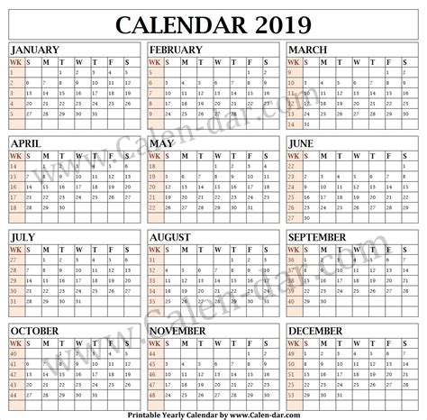 Calendar 2019 Week Wise Calendar Printables Calendar Weekly Calendar