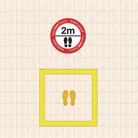 Social Distancing Please Stand 2m Apart Floor Sign And Footprint Kit