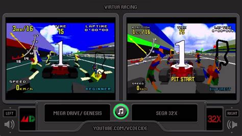 Virtua Racing Sega Genesis Mega Drive Vs 32x Side By Side Comparison