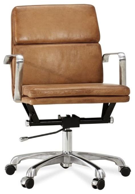 Most office chairs are light enough to pick up or roll on casters for easy repositioning. Nash Leather Swivel Desk Chair - Modern - Office Chairs - sacramento - by Pottery Barn