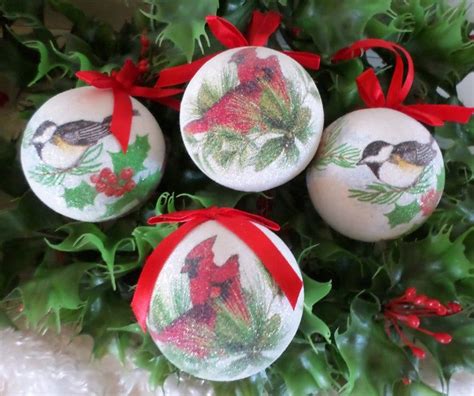 Vintage Sugar Beaded Cardinal Ornaments Set Of 4 Chickadee Etsy