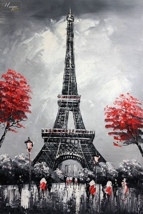 Modern Art Eiffel Tower In Paris 24x36 Original Oil Painting Canvas