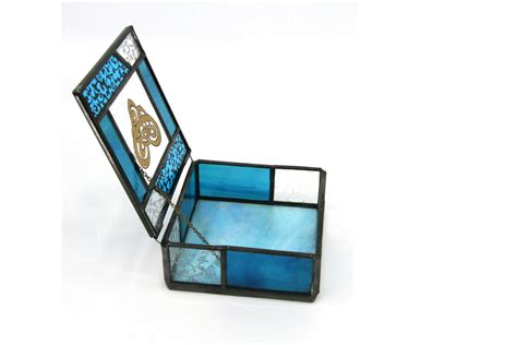 Stained Glass Box Art Glass Jewelry Box Painted Glass Etsy