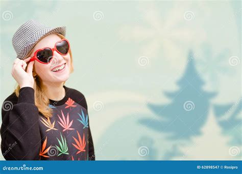 Beautiful Lady In Sunglasses And Hat On Digital Stock Image Image Of