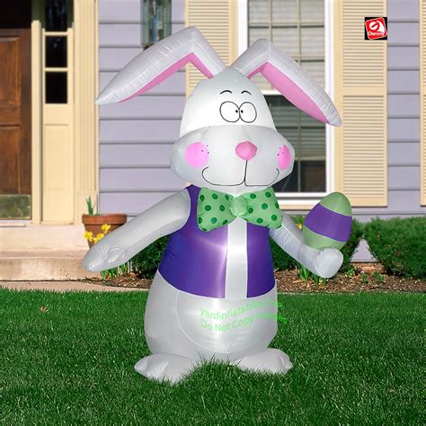 7 Gemmy Airblown Inflatable Easter Bunny W Bowtie And Easter Egg