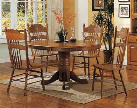 Nostalgia 5 Piece 42 Inch Round Dining Set With Press Back Chairs In