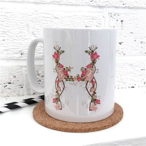 Personalised Floral Initial Mug By Kelly Connor Designs Notonthehighstreet Com