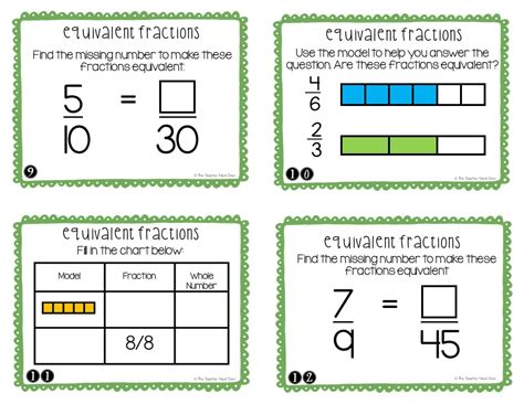 3rd Grade Creating Equivalent Fractions Task Cards The Teacher Next Door