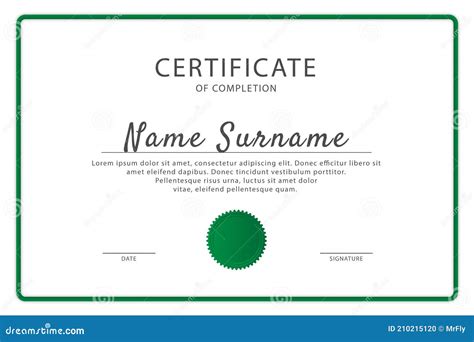 Official Green Certificate Template Vector Illustration Stock Vector