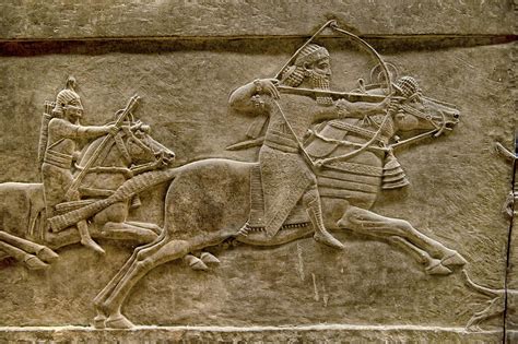 Assyrian Relief Panel Of Ashurnasirpal Lion Hunting Bc