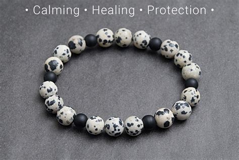 Dalmatian Jasper And Matte Onyx Bracelet Calming And Healing Etsy