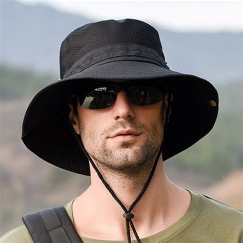 Mens Foldable Breathable Bucket Hat With String Outdoor Fishing Hat