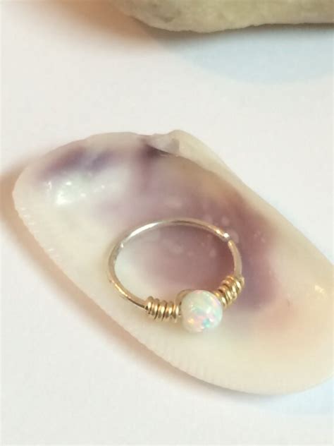 Opal Tragus Ring Tiny Tragus Hoop Gold Tragus Jewelry