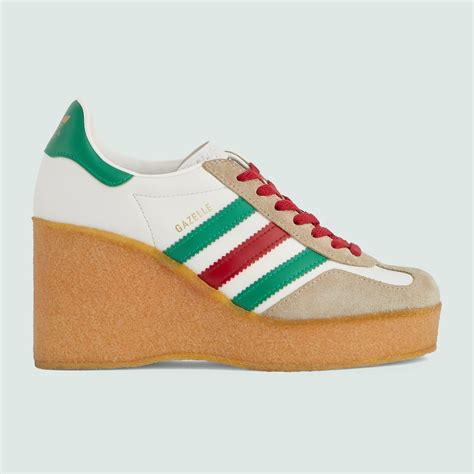 Adidas X Gucci Wedge Gazelle Sneaker In White Leather Gucci Canada