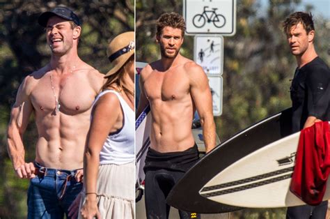 Chris Hemsworth Liam Hemsworth Show Off Their Abs In Australia