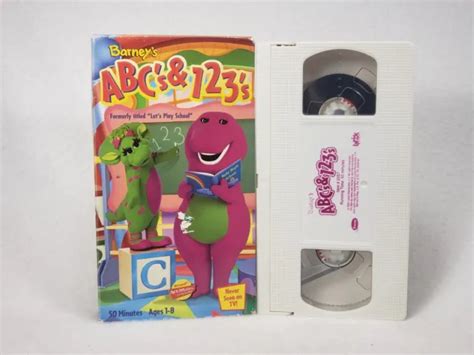 Barney Abcs 123s Lets Play School Vhs Microsoft Actimates White Tape