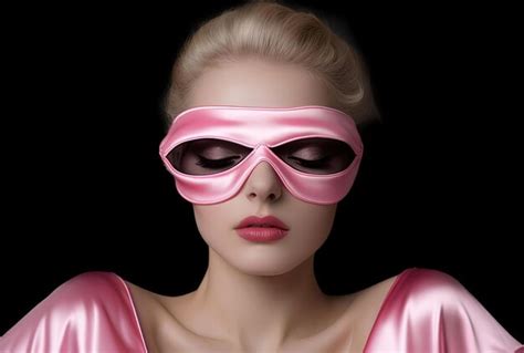Premium Ai Image A Woman In Pink Sleep Mask In The Style Of Pictorial Dreams